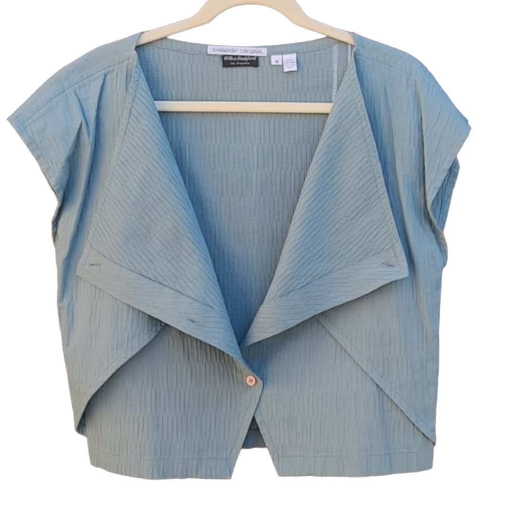 VINTAGE 80s SHAMASK Textured Crop Top S Minimalist Avant Garde Industrial Boxy - Picture 14 of 16